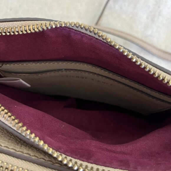 Etienne Aigner Peddled Nappa Leather Tan Angela Logo Crossbody Purse - Picture 10 of 14